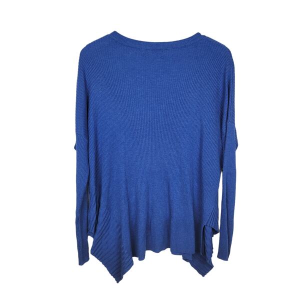 Neiman Marcus V-neck Asymmetrical Pullover Ribbed Cashmere Blend Sweater Size M - Picture 2 of 5